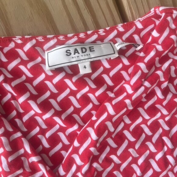 Sade New York Red Orange Wrap Fit and Flare Vneck Dress Size 4 - Picture 6 of 11